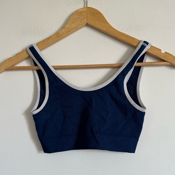 Urban Outfitters Out From Under Navy Blue Stretchy Ribbed Comfy Sports Bra - Picture 1 of 6